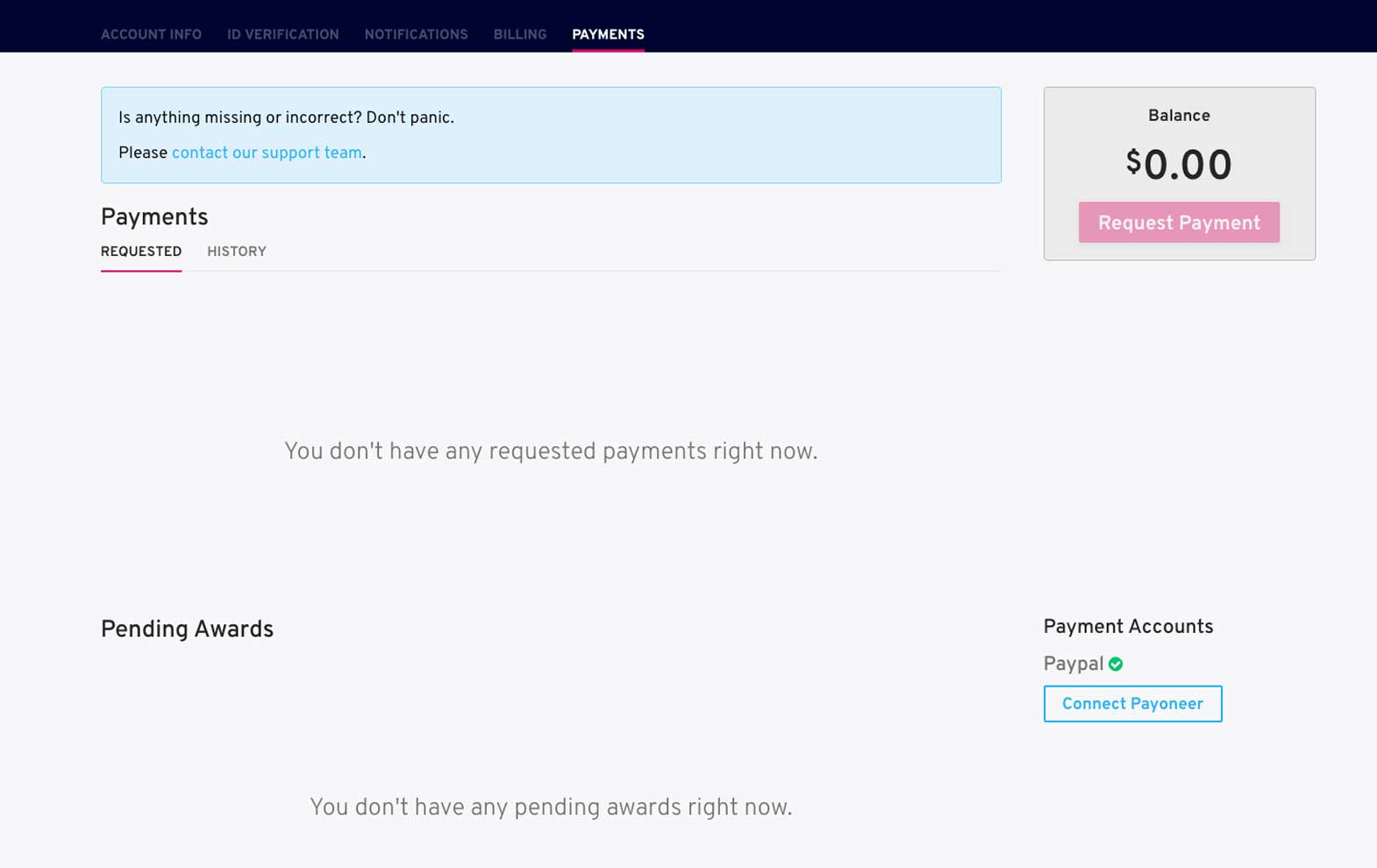 payment screen view