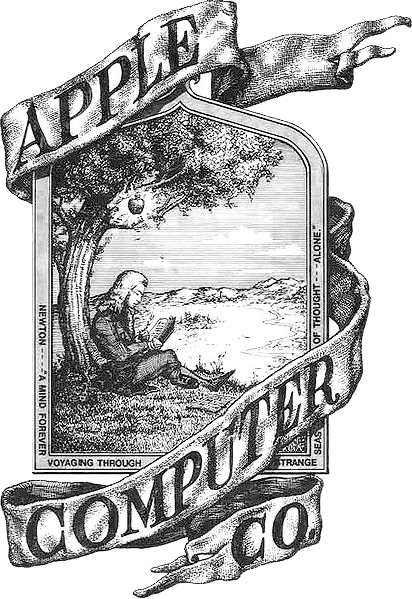 Isaac Newton under a tree Apple Computer Co. first logo