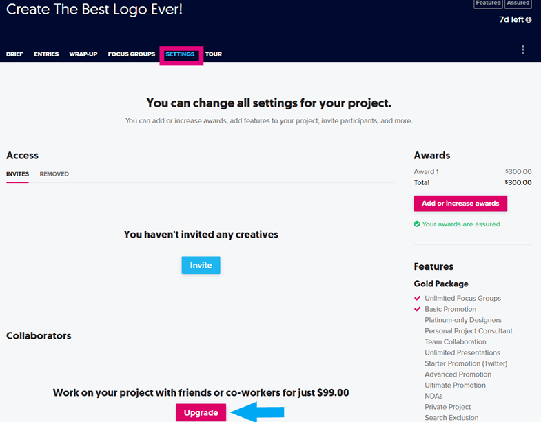 Team Collaboration Project Settings