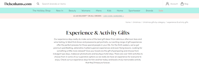 Debenhams personal shopping experience