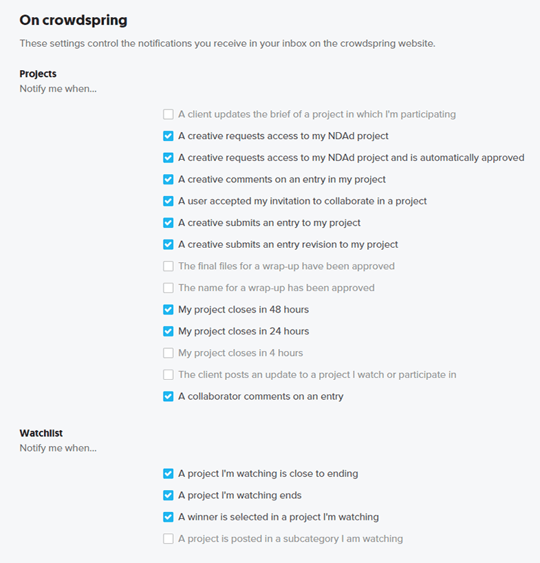 Notification options