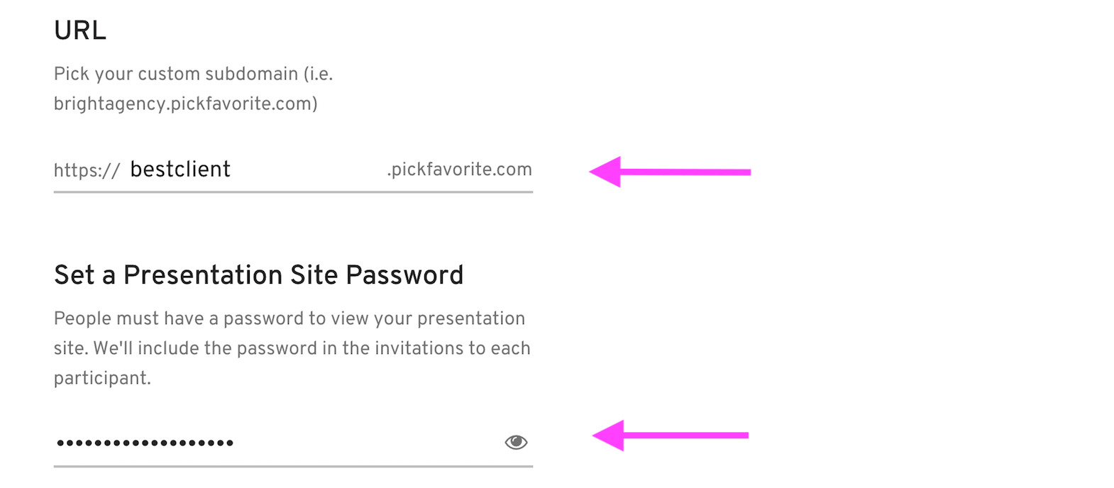 presentation sub-domain and password