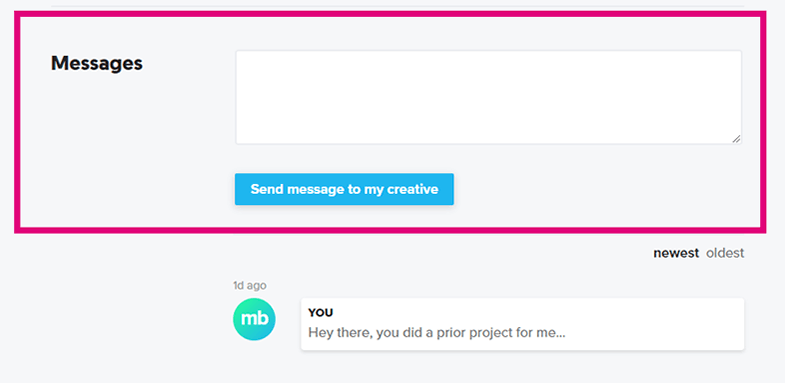 Leaving a message for the creative