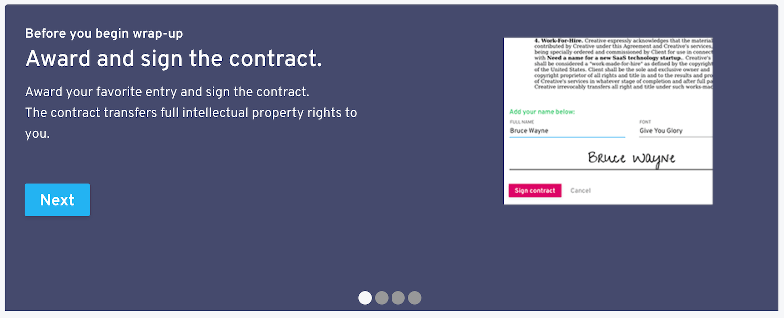 naming wrap-up client tour award and contract